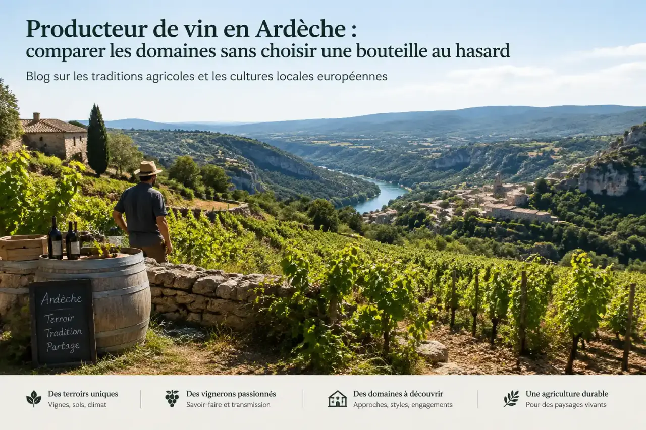 Producteur de vin en Ardèche : comparer les domaines sans choisir une bouteille au hasard