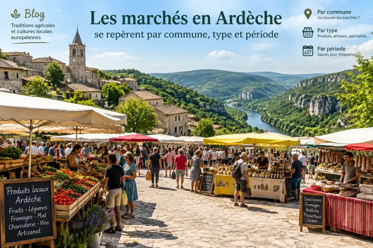 Les marchés en Ardèche se repèrent par commune, type et période